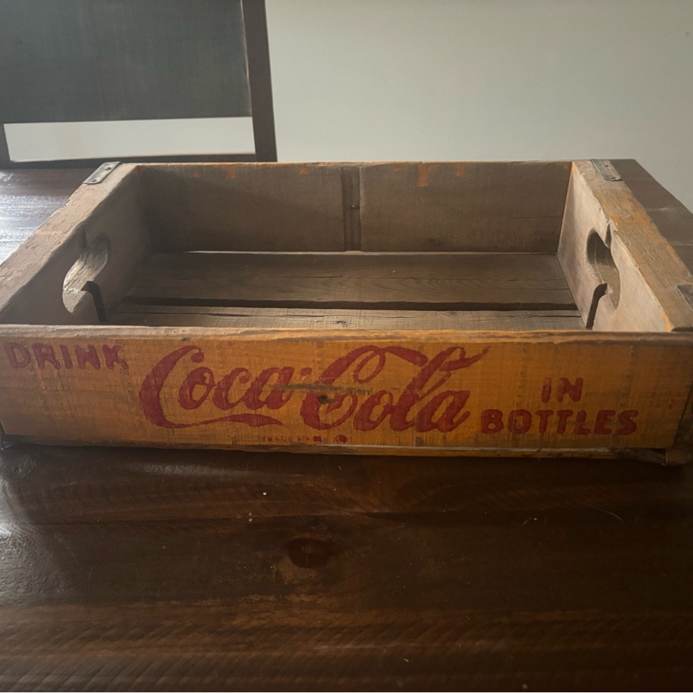 Vtg Coca-Cola Wooden Crate with Red Logo
